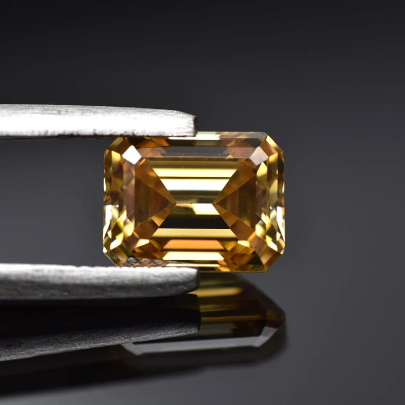 Emerald Cut Moissanite Stone VVS1 Champagne Color Certificate DIY Jewelry Artificial Gemstone