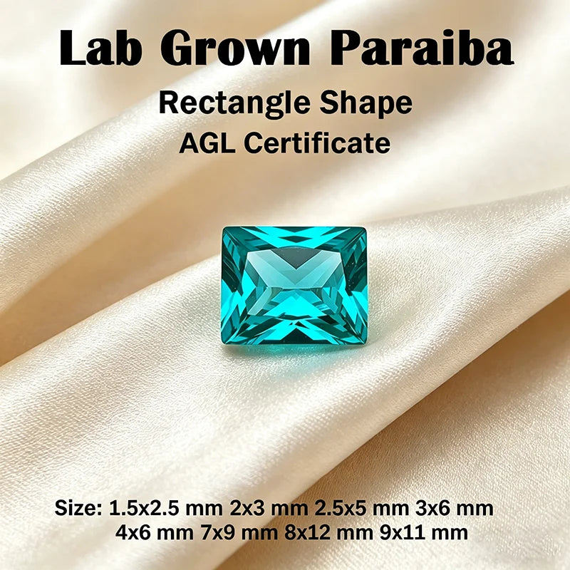 Lab Grown Paraiba Gemstone Long Rectangle Shape Loose Gemstones For Jewelry Setting MultiShapes Available Round Heart Emerald