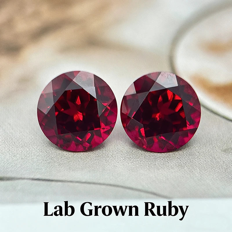 Lab Grown Ruby Round Cut Pigeon Blood Red Color DIY Charms Jewelry Making Main Materials Selectable AGL Certificate