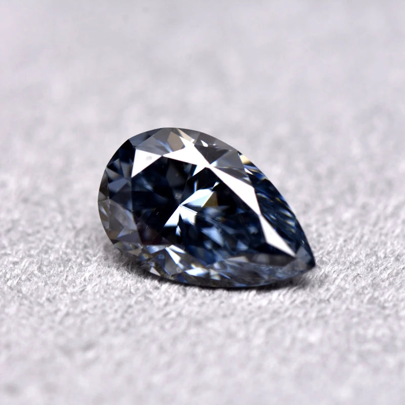 Pear Cut Grey Color Moissanite Synthetic Gemstone with Certificate Charms Gemstone