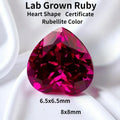 Rubellite Color Lab Grown Ruby Heart Cut Extremely Shiny Quality DIY Charms Ring Necklace Earrings Materials Certificate