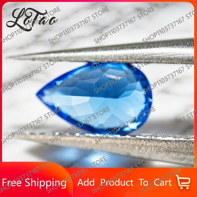 TOPTop Lab Grown Cobalt Spinel Pear Shape Charms Gemstone for DIY Advanced Jewelry Rings Earrings Making Selectable Certificate