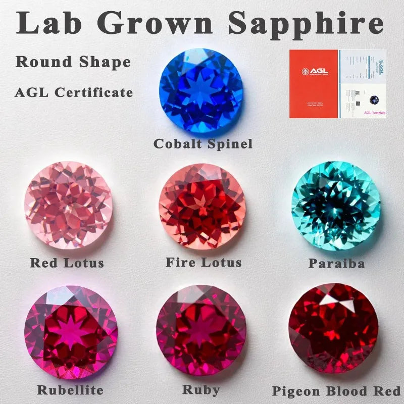 Lab Grown Sapphire Royal Blue Color Round Shape Charm Gemstones for Diy Jewelry Making Material Selectable AGL Certificate