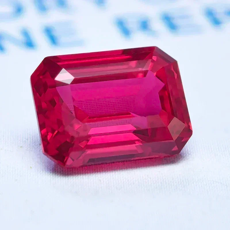 Red Color Emerald Cut  Lab Grown Ruby VVS1 Gemstone Charms DIY Advanced Jewelry Making Materials Selectable AGL Certificate