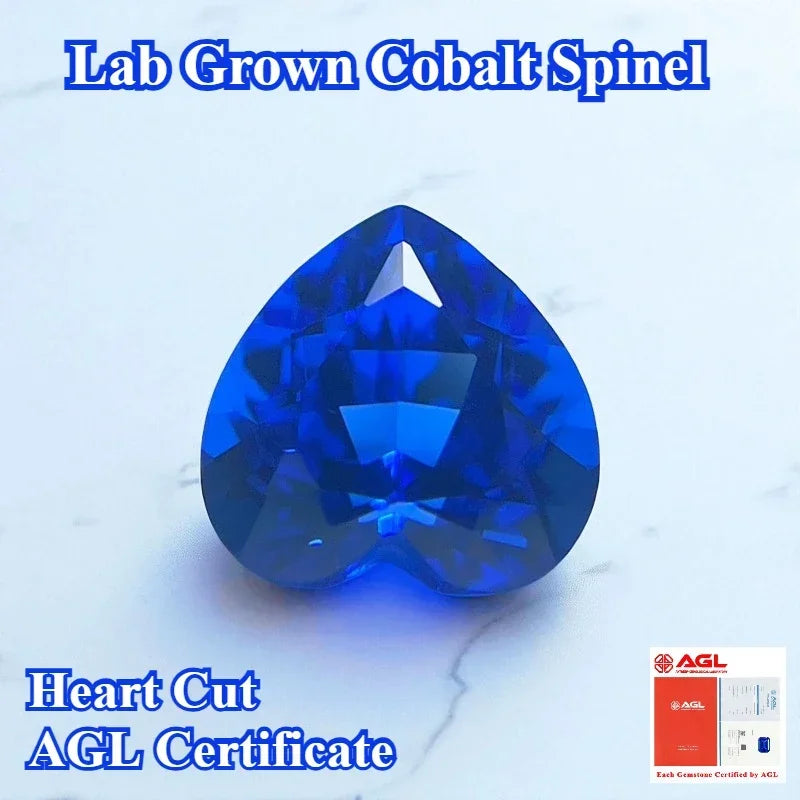 TOPLab Grown Cobalt Spinel Heart Cut Multiple Shapes Gemstone for DIY Ring Necklace Earrings Main Materials Selectable  Certific