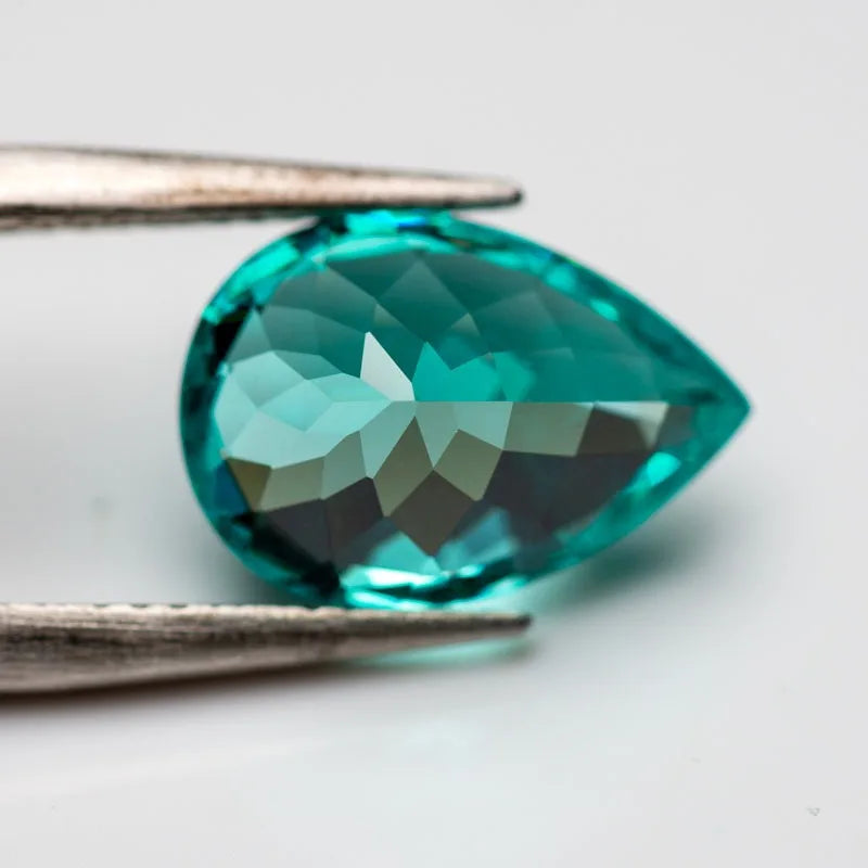 Lab Grown Paraiba Pear Shape Neon Blue VVS1 for DIY Advanced Jewelry Making Inlay Ring Necklace Selectable AGL Certificate