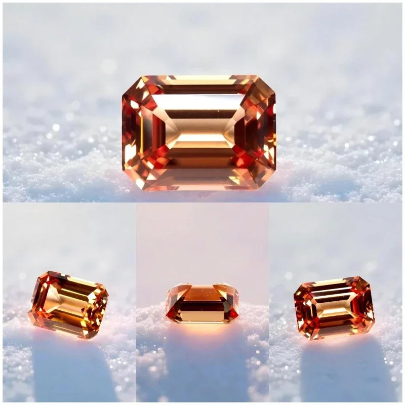 Sapphire Emerald Shape VVS1 Orange Color Lab Grown Gemstone for DIY Charms Jewelry Making Factory Wholesale with Certificate