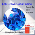 TOPB-Lab Grown Cobalt Spinel Loose Stone Round Shape Blue Demon Color Gemstone Beads For Jewelry Making Selectable AGL Certifica