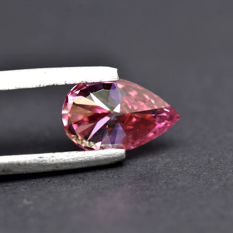 Pear Cut Pink Color Moissanite Synthetic Gemstone with Certificate Multiple Colors Available