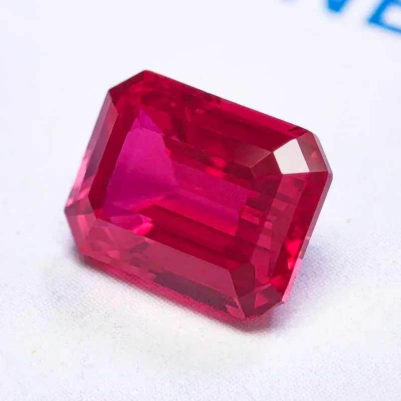 Red Color Emerald Cut  Lab Grown Ruby VVS1 Gemstone Charms DIY Advanced Jewelry Making Materials Selectable AGL Certificate