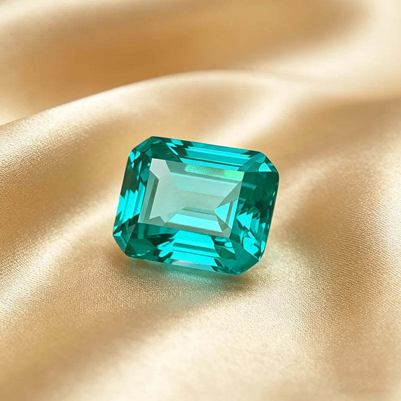 Lab Grown Paraiba Gemstone Emerald Shape Loose Gemstones For Jewelry Setting Multi Shapes Available Asscher Princess Rectangle