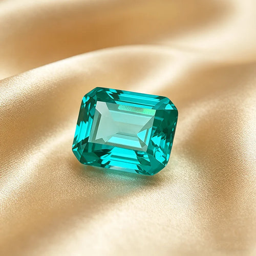 Lab Grown Paraiba Gemstone Emerald Shape Loose Gemstones For Jewelry Setting Multi Shapes Available Asscher Princess Rectangle