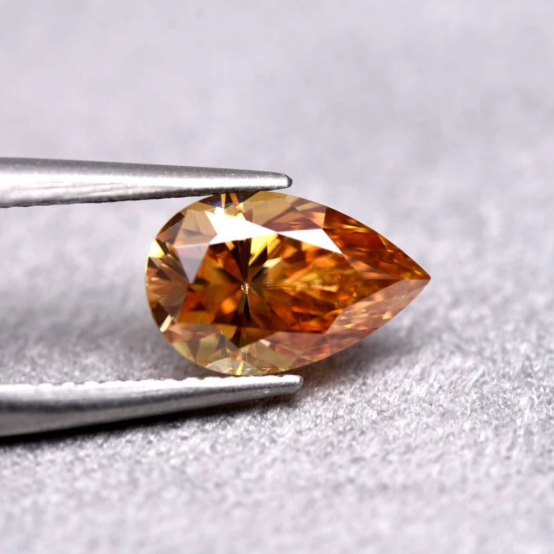 Pear Cut Champagne Color Moissanite Synthetic Gemstone with Certificate Factory Wholesale Price