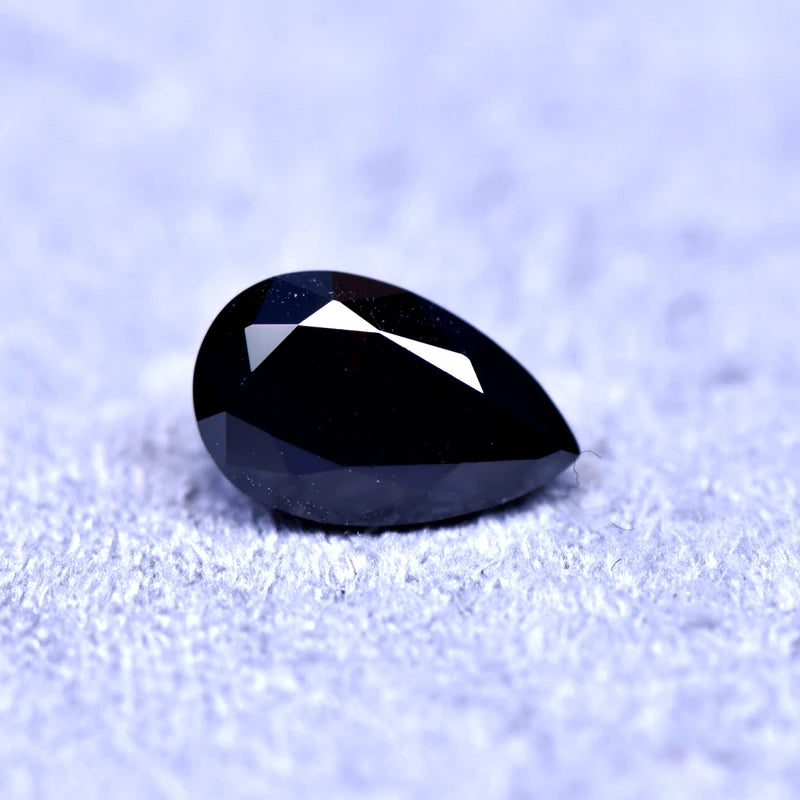 Pear Cut Black Color Moissanite Synthetic Gemstone with Certificate Extremely Shiny Quality