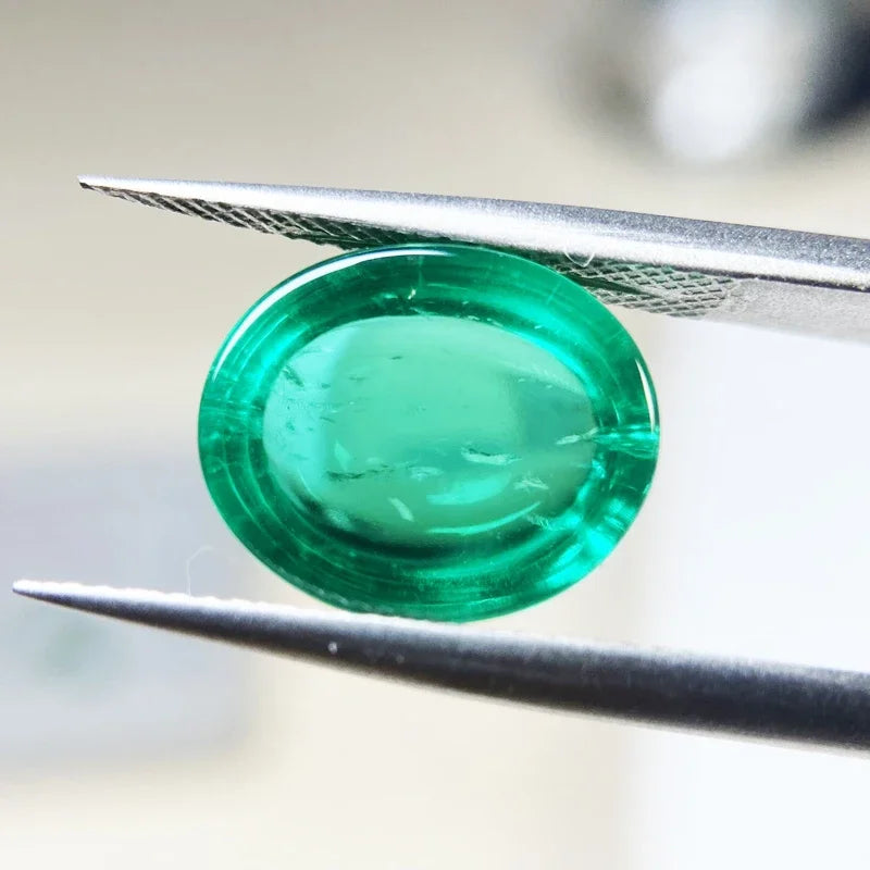 Lab Grown Colombia Emerald Oval Cut Smooth Surface Charm Gemstone DIY Ring Necklace Earrings Main Materials  AGL Certificate