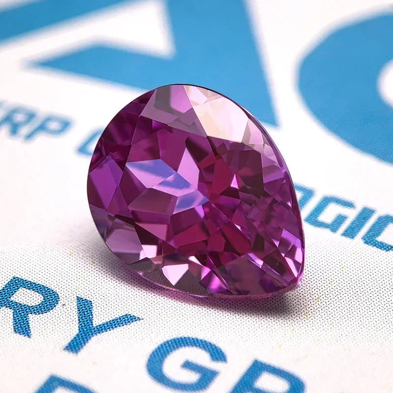 Top Quality Lab Grown Sapphire Purplish Red Color Pear Shape VVS1 Charms Beads for Jewelry Making Selectable  AGL Certificate