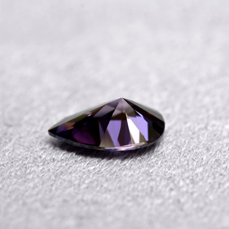 Pear Cut Emperor Purple Color Moissanite Synthetic Gemstone with Certificate Extremely Shiny Quality