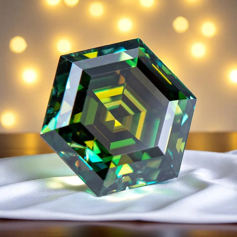 Moissanite Stone Hexagon Cut Natural Yellow Green Color DIY  Advanced Charms Jewelry Rings Earrings Making with Certificate