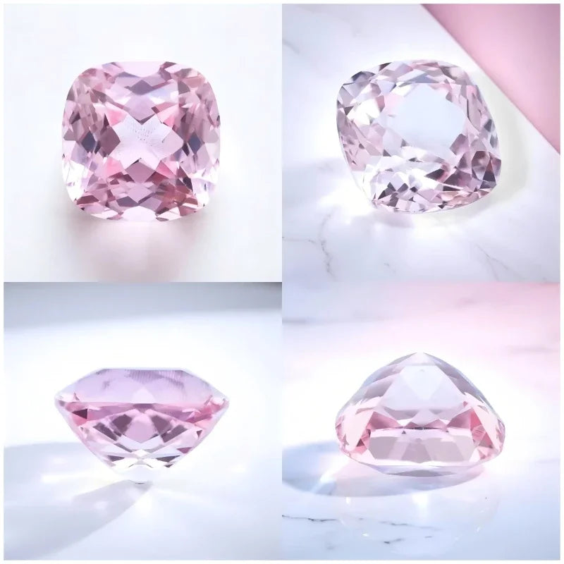 Cushion Shape Sakura Color Lab Grown Sapphire  for Charms Jewelry Making DIY Ring Necklace Earrings Main Materials Certificate