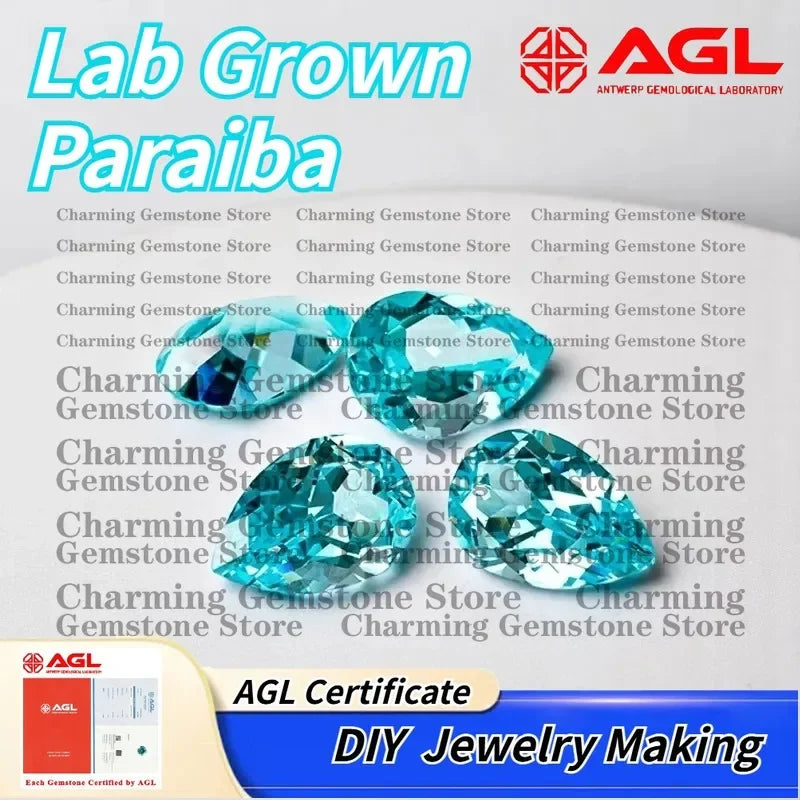 Lab Grown Paraiba Pear Cut Gemstone for Jewelry Making DIY Charms Earrings Rings Lab Created Paraiba Tourmaline for Pendant