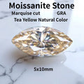 Moissanite Stone Marquise Cut Tea Yellow Natural Color with GRA Certificate 5x10mm Luxury Gem for Jewelry Making