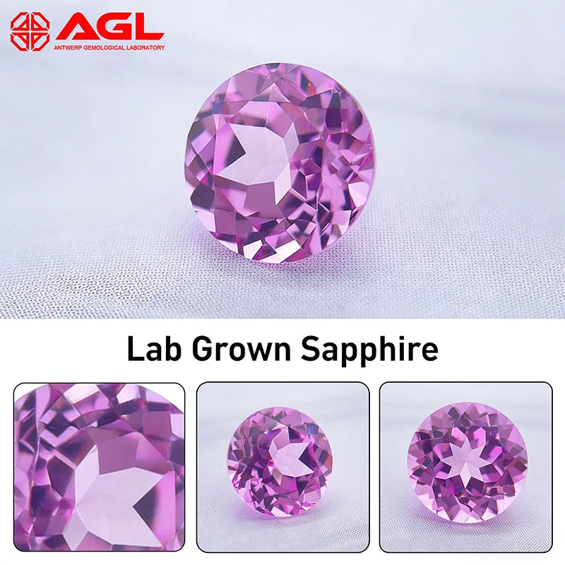 Lab Grown Pink Sapphire Gemstone Round Cut for Jewelry Making Setting Crafting DIY Engagement Rings Wedding Bands Lab Created