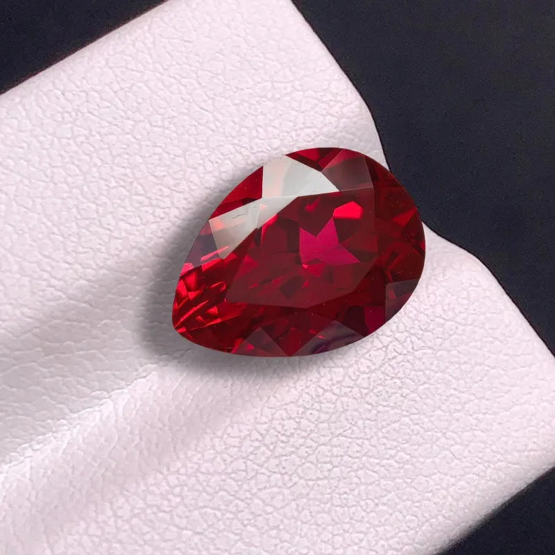Lab Grown Ruby Pear Shape Pigeon Blood Red Color Gemstone DIY Ring Necklace Earrings Main Materials Selectable AGL Certificate