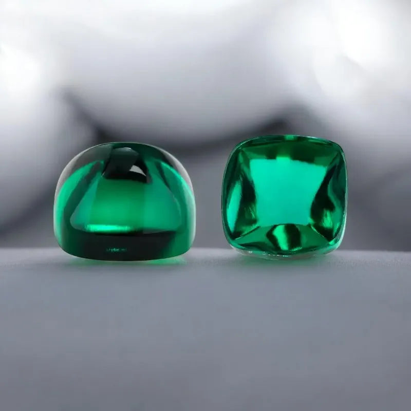 Lab Grown Emerald Zambian Green and Ruby Pigeon Blood Red Color Sugar Loaf Shape Advanced Jewelry Making Materials Certificate