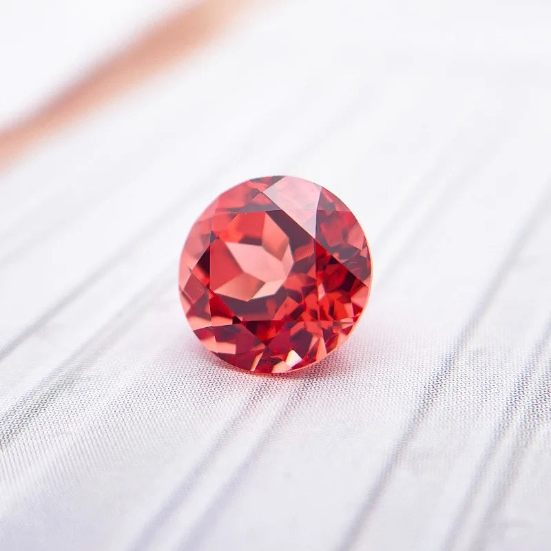 Lab Grown Padparadscha Round Cut Fire Lotus Color Gemstone for Jewelry Setting Lab Sapphire Synthetic Selectable Certificate