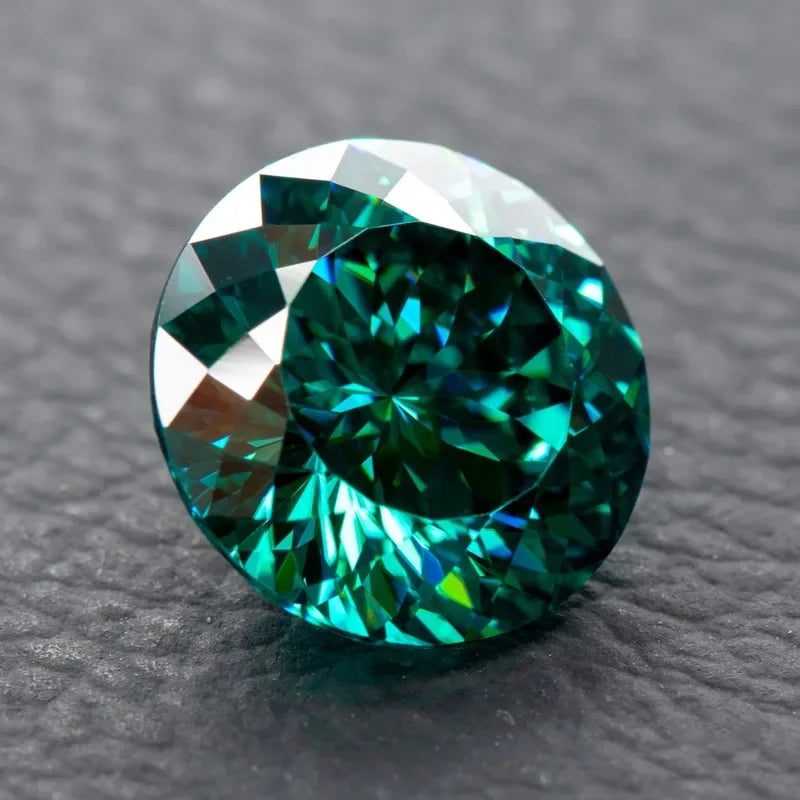 Moissanite Stones 100 Faces Cut Emerald Green Primary Colours Round Shape with Certificate DIY Jewelry Making Materials