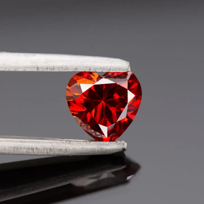Moissanite VVS1 Artificial Stone Garnet Color Heart Cut with Certificate High Quality
