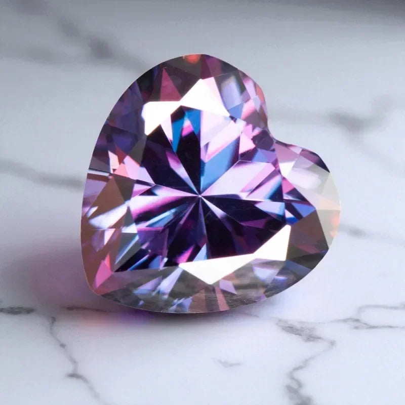 Moissanite Stone Imperial Purple Color Heart Shape VVS1 with GRA Certificate Pass Diamond Tester Charms for jewel making