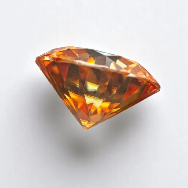 Moissanite Orange Colored Round Cut VVS1 Passed Diamond Tested Gemstone Loose Stone  Jewelry Making Wholesale with GRA