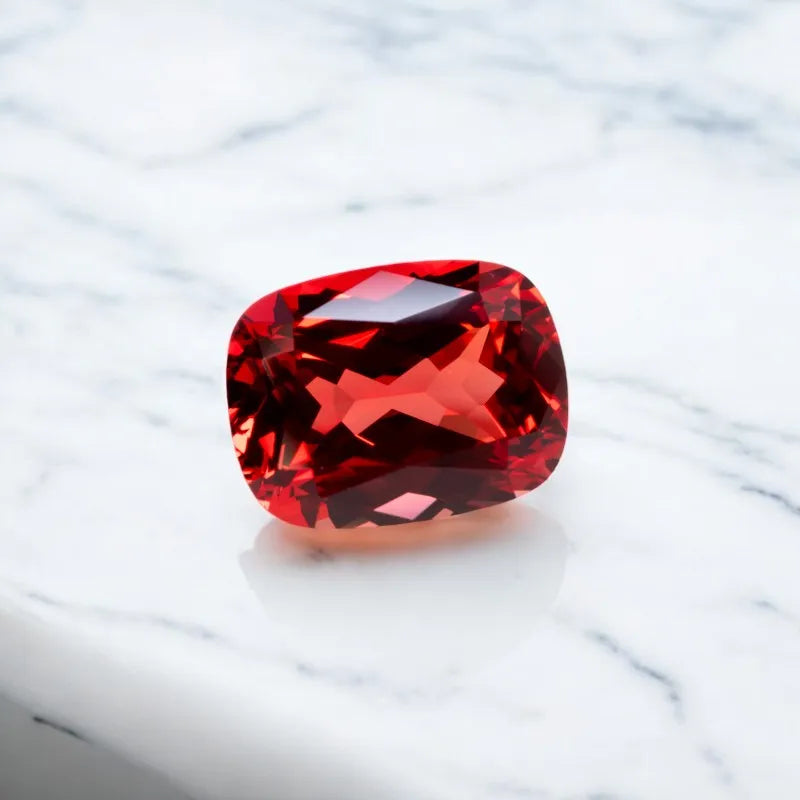 Rectangle Cushion Cut Lab Grown Sapphire Sunset Red Color for DIY Advanced Jewelry Making Materials with Certificate Wholesale
