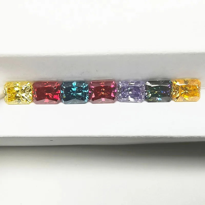Moissanite Gemstone Radiant Cut Lemon Yellow Color Lab Grown Diamond for Diy Charms Jewelry Making Material with Certificate