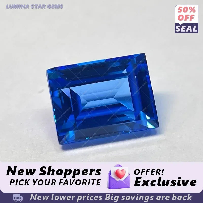 TOPTLab Grown Cobalt Spinel Rectangular Shapes Gemstone for DIY Ring Necklace Earrings Main Materials Selectable Certificate