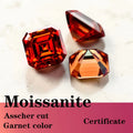 Moissanite Laboratory production square shape asscher cut garnet color DIY jewelry certificate