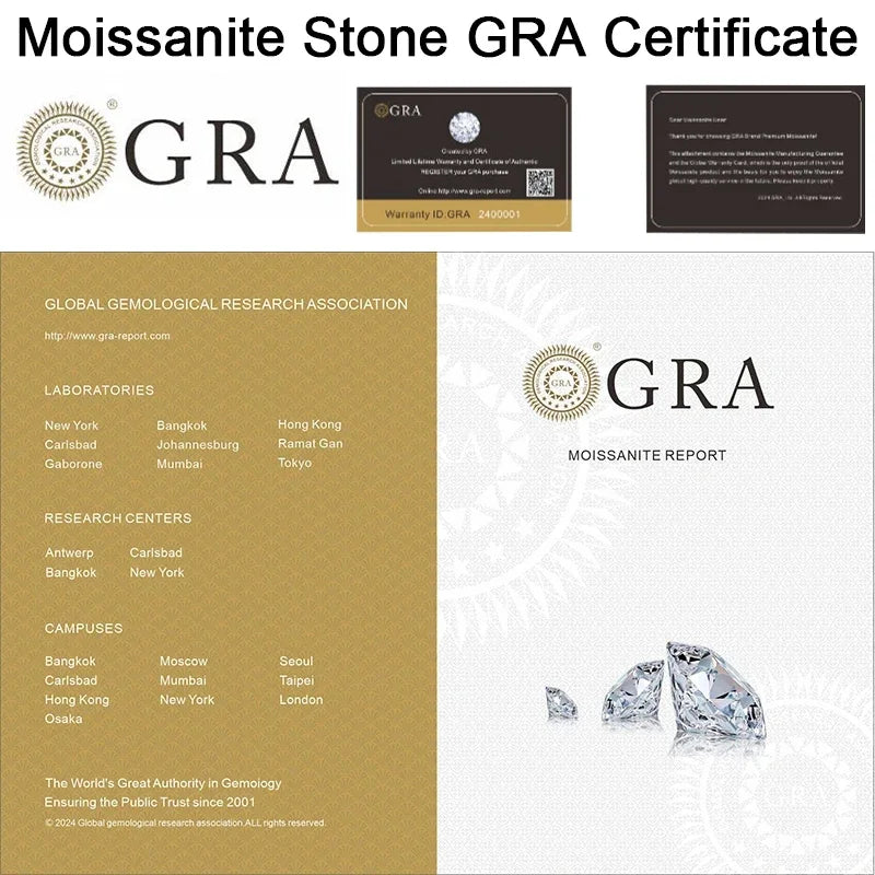 D Color VVS1 Round Cut Moissanite Loose Stone 20ct Pass Diamond Tester GRA Certified for Engagement Rings DIY Jewelry Making
