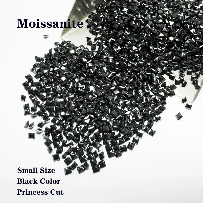 TOP Moissanite Natural Black Color Princess Cut Small Size Bead for Jewelry Making DIY Ring Necklace Earring Main Materials