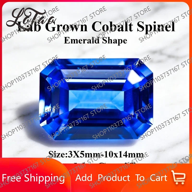 TOPHigh Quality Lab Grown Cobalt Spinel Blue Color Rectangle Cushion Cut Gemstone for DIY Jewelry Making Selectable Certificate