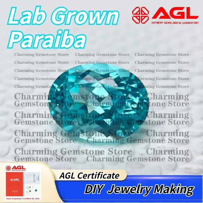 Lab Grown Paraiba Oval Gemstone for DIY Jewelry Making Inlay Ring Necklace AGL Certificate Lab Created Paraiba Tourmaline