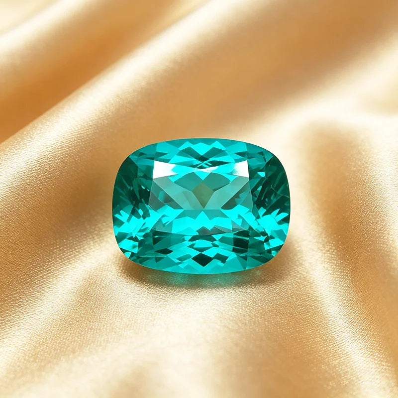 Lab Grown Paraiba Gemstone Long Cushion Shape Loose Gemstones For Jewelry Setting MultiShapes Available Round Pear Heart Emerald