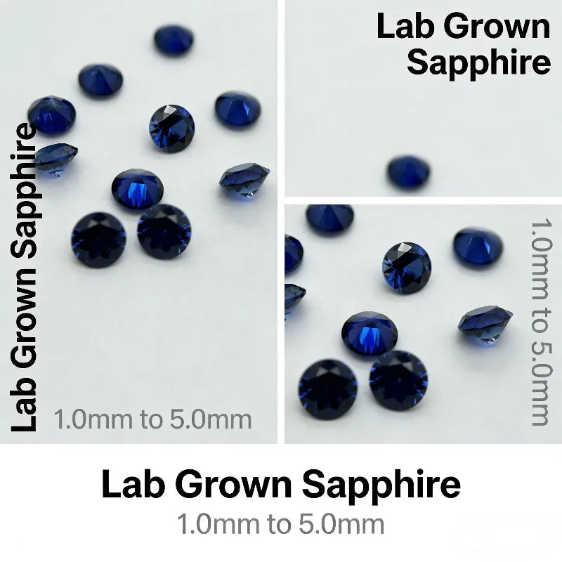 Lab Grown Sapphire Round Cut 1.0mm To 5.0mm Royal Blue for Lab Created Sapphire Jewelry Making Wholesale Bulk 10 Pieces Minimum