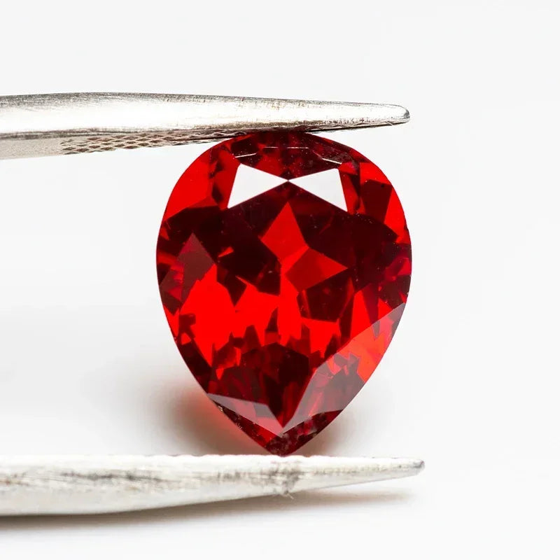 Lab Grown Ruby Red Color Pear Shaped VVS1 Charms Diy Jewelry Rings Earrings Making Selectable AGL Certificate