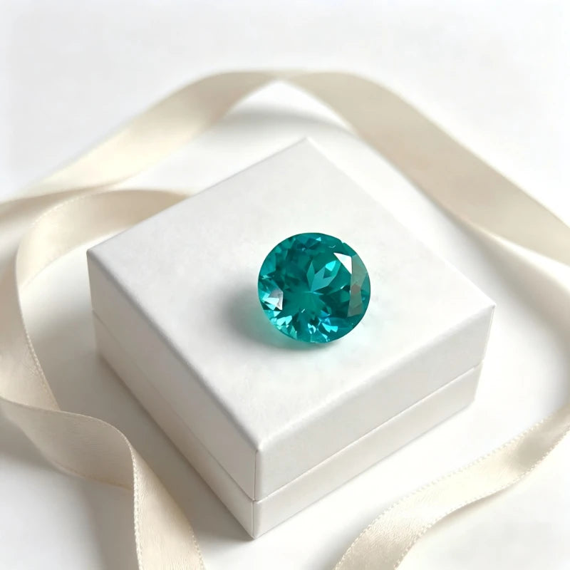 Paraiba Round Shape Artificial Gemstone Neon Blue Color Available Certificate Wholesale