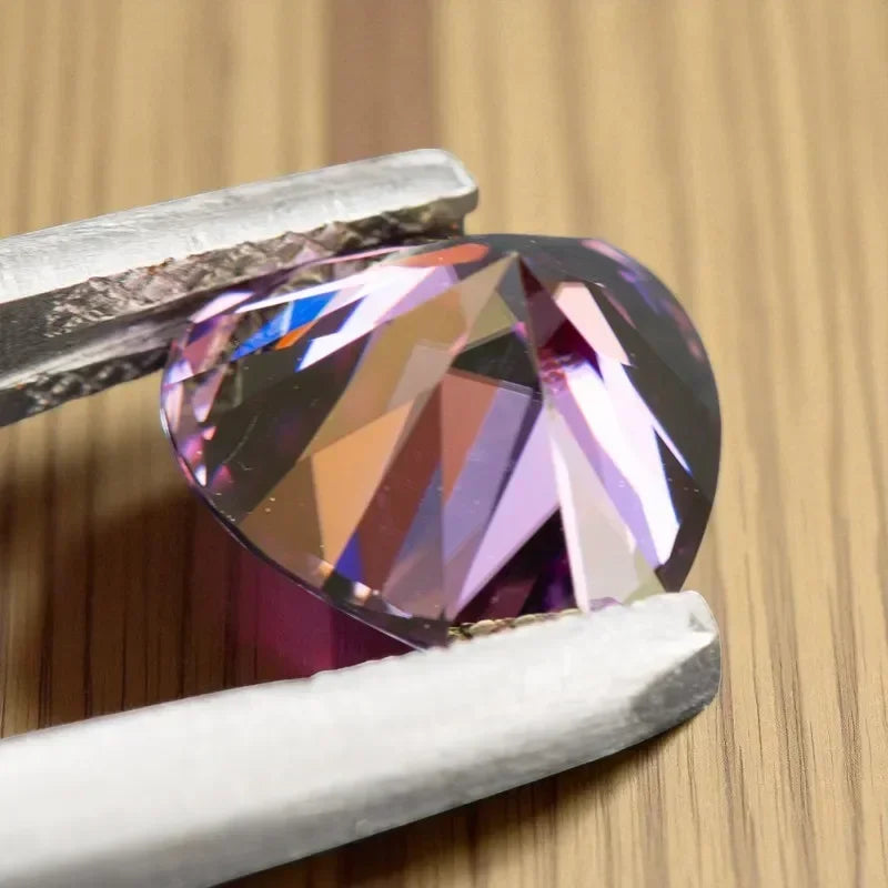 Moissanite Stone Imperial Purple Color Heart Shape VVS1 with GRA Certificate Pass Diamond Tester Charms for jewel making