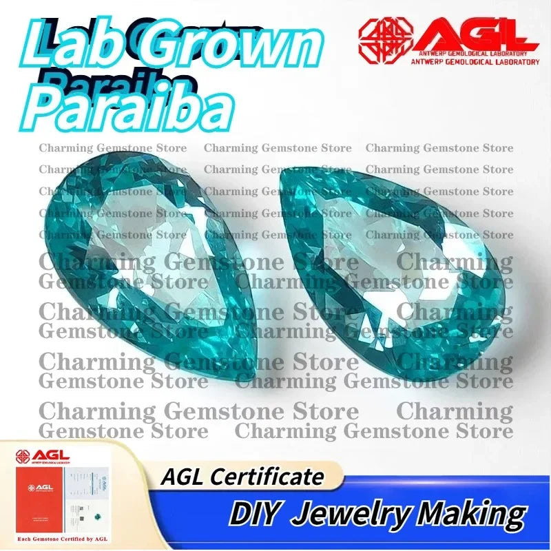 Lab Grown Paraiba Pear Cut Gemstone for Jewelry Making DIY Charms Earrings Rings Lab Created Paraiba Tourmaline for Pendant