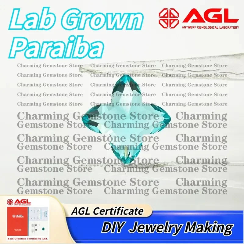 Lab Grown Paraiba Gemstone Quincunx Cut for DIY Jewelry Making Ring Necklace Inlay AGL Certificate Lab Created Paraiba