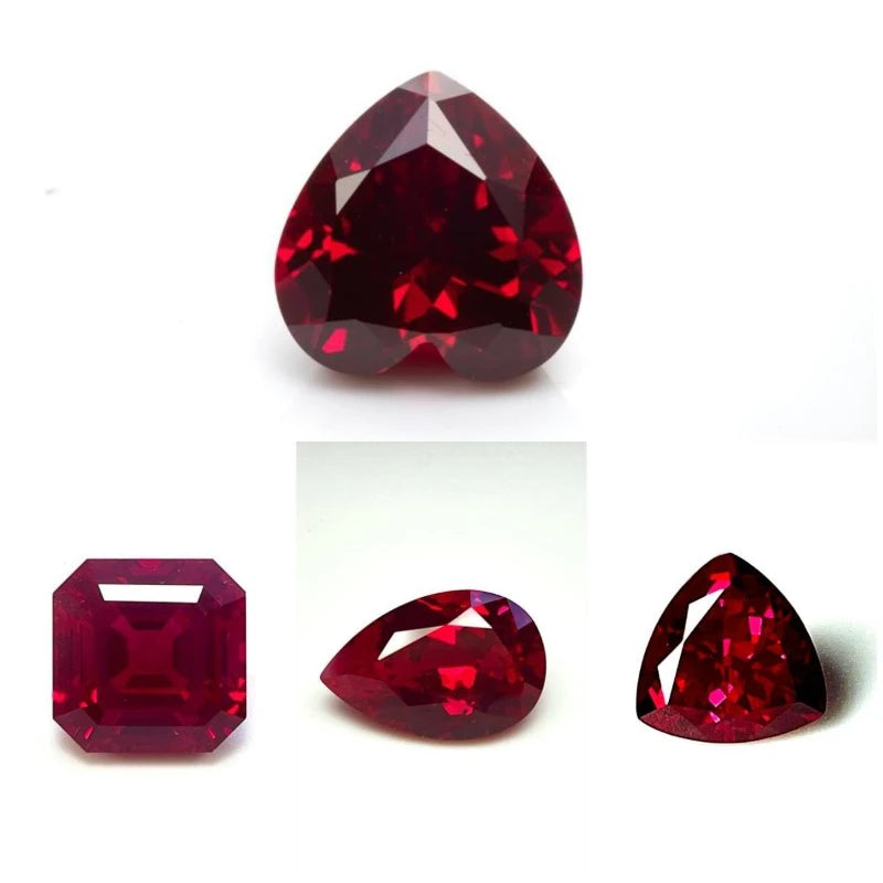 Ruby Asscher Cut VVS1 Lab Grown Gemstone Pigeon Blood Red DIY Jewelry Making Materials Certificate Multiple Shapes Selectable