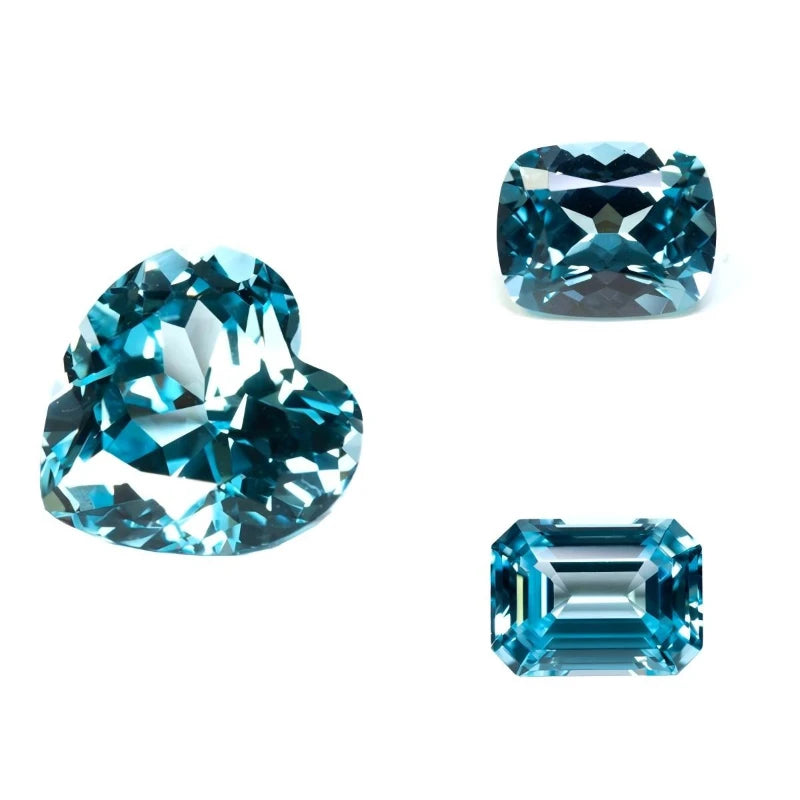 Sapphire Aquamarine Color Oval Shape Lab Grown Gemstone VVS1 for Charms Jewelry Making Certificate Multiple Shapes Selectable